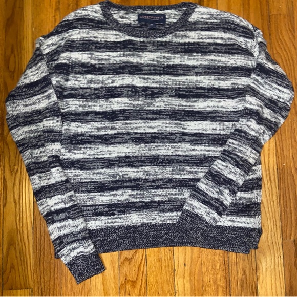 Aéropostale Navy & Heather Gray Striped Round Neck Sweater - Picture 7 of 11